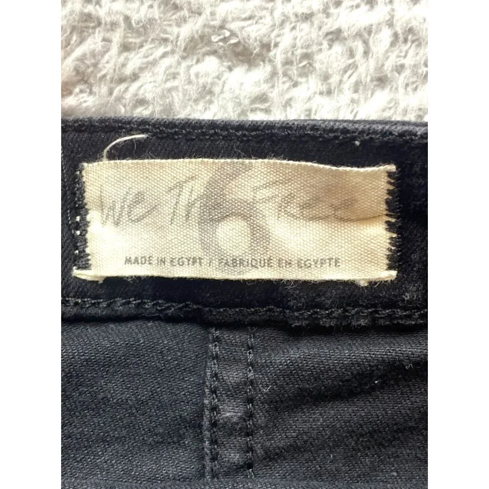 Free People Skirt Womens 6 (28x16) Black Wrap Denim Snaps Asymmetric‎ Boho